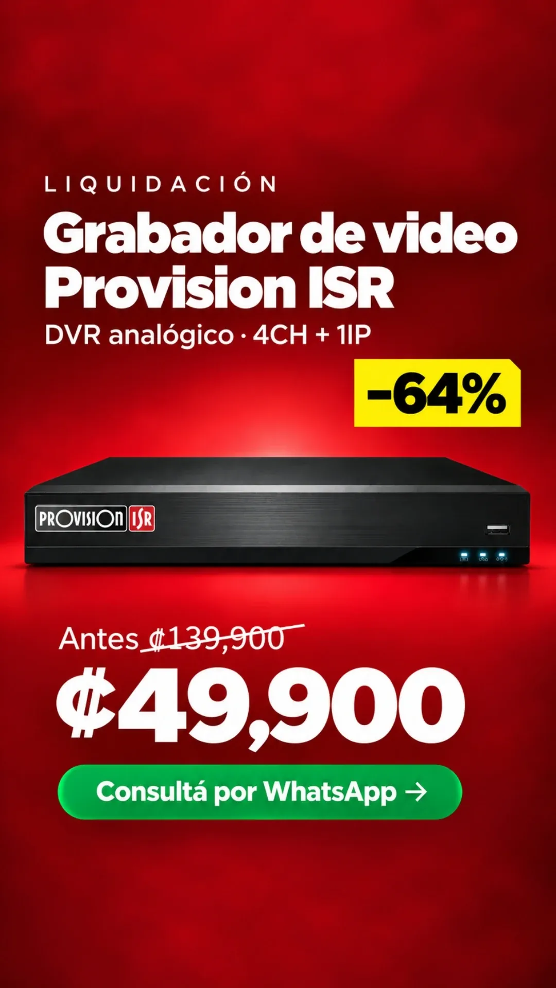 Grabador de video Provision ISR DVR 4CH + 1IP ₡49,900