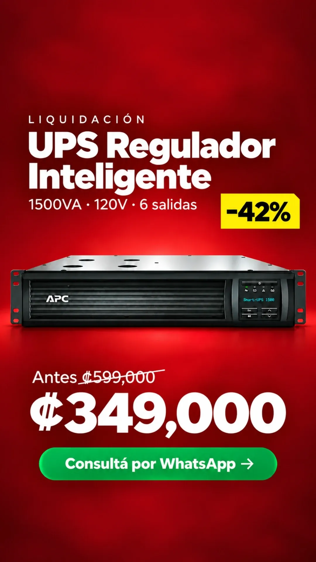 UPS Regulador Inteligente APC 1500VA ₡349,000