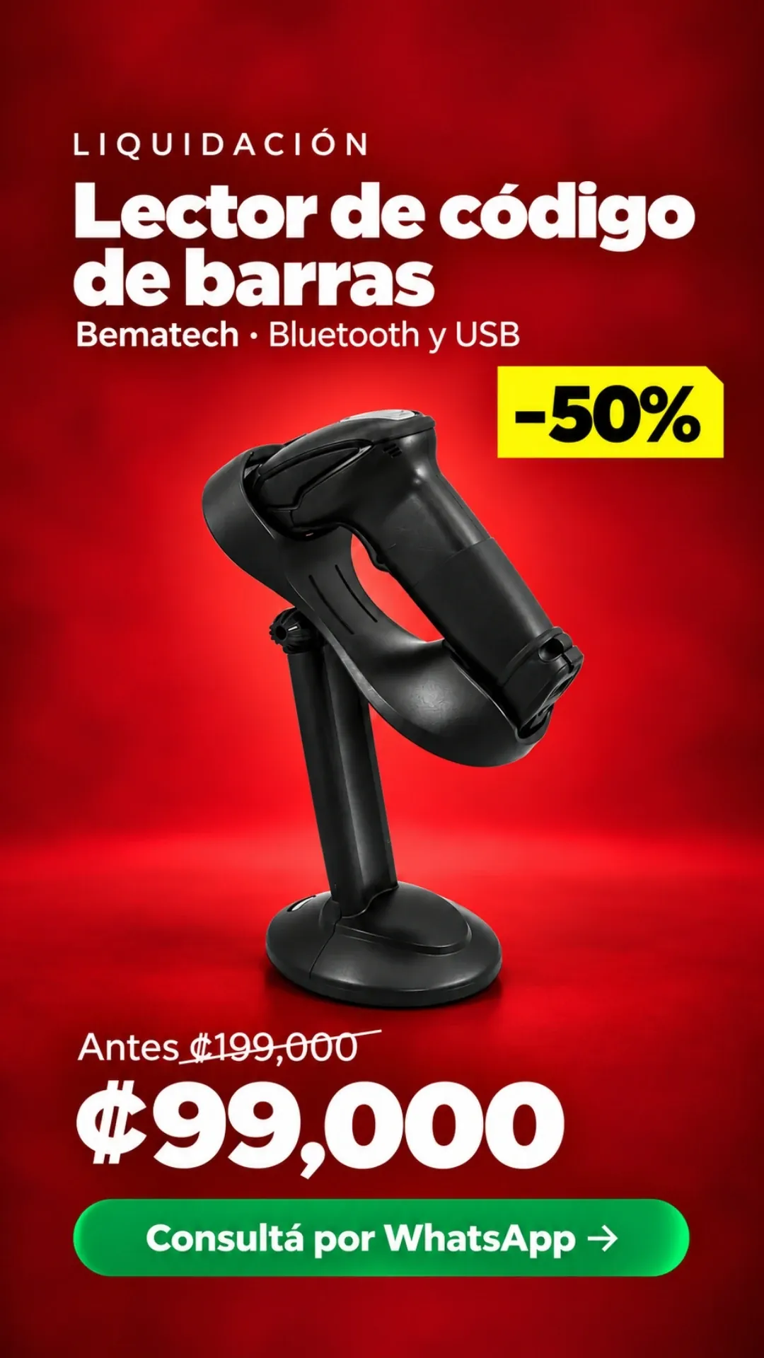 Lector de código de barras Bematech Bluetooth y USB ₡99,000