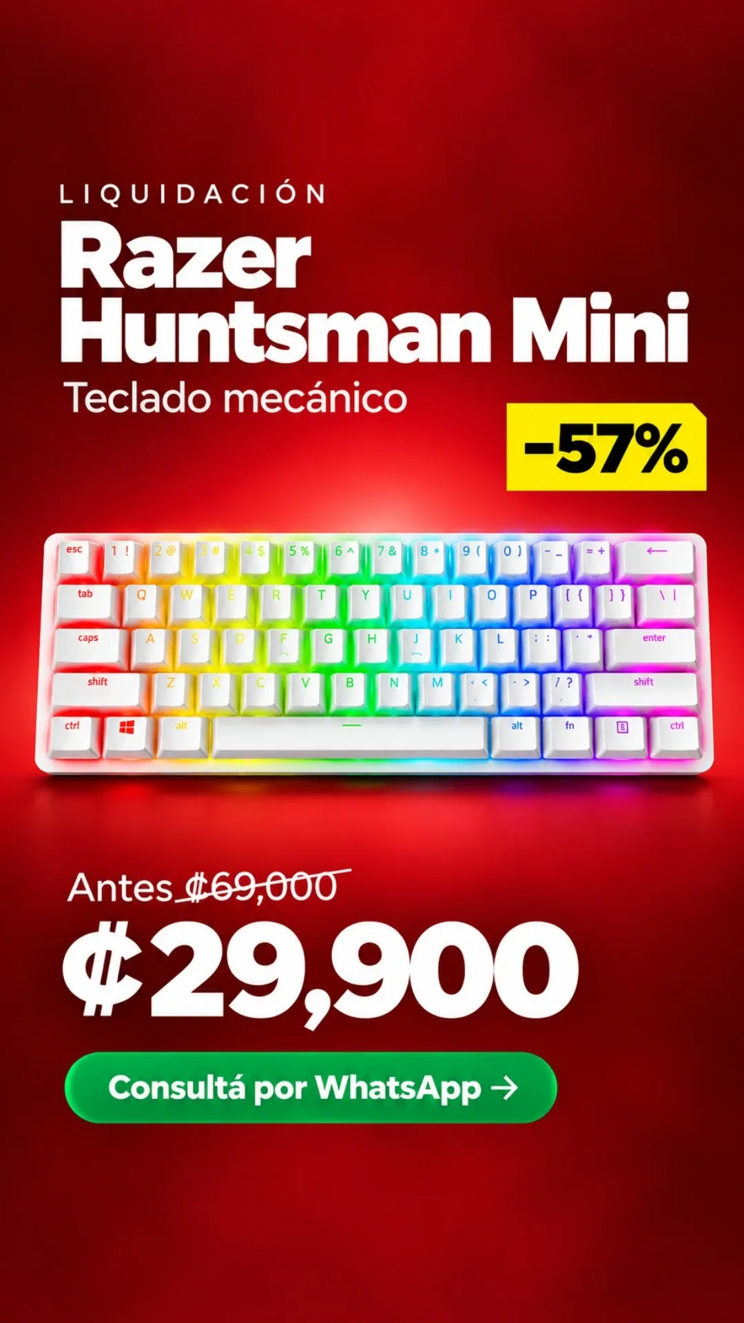 Teclado mecánico Razer Huntsman Mini ₡29,900