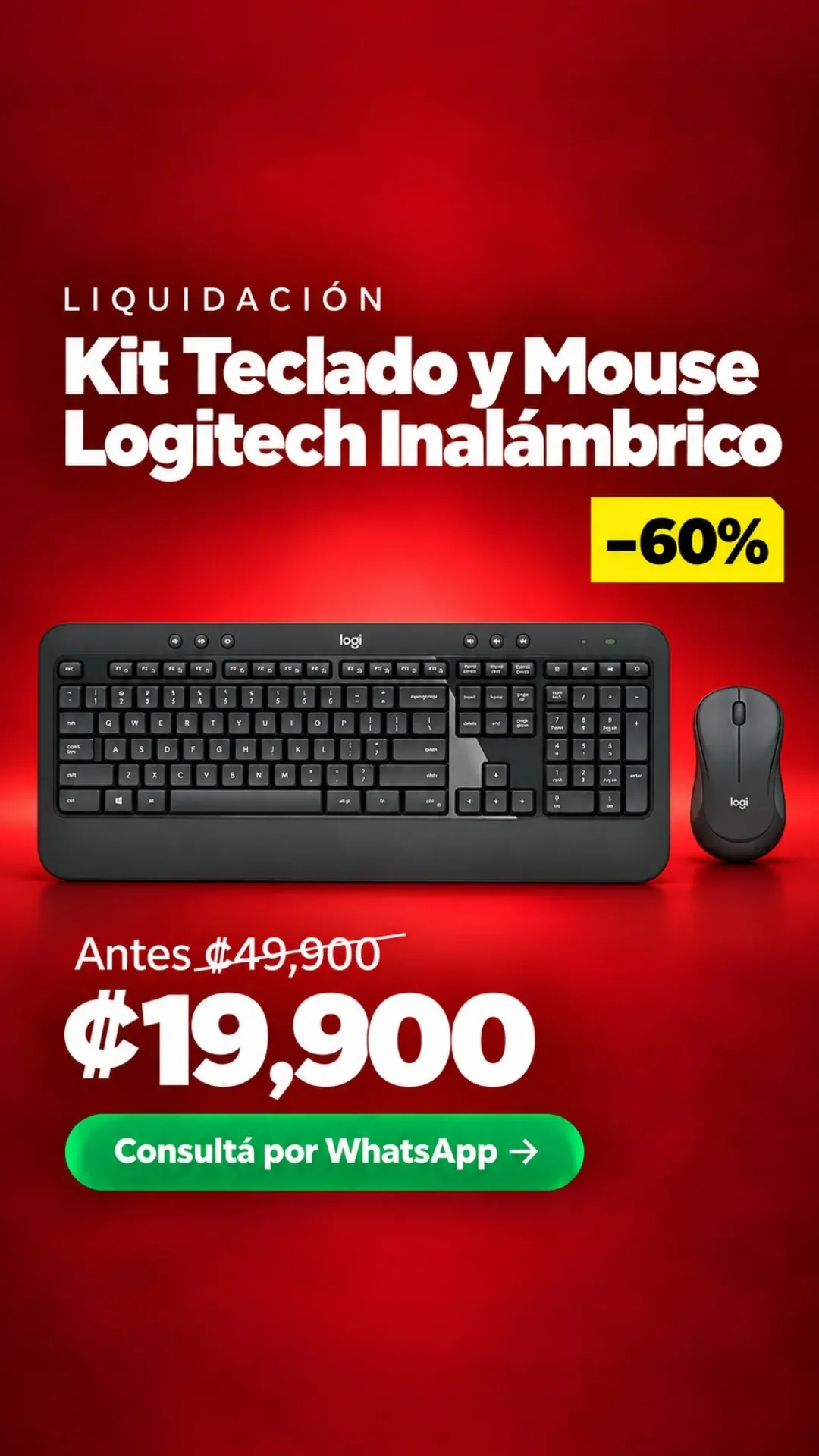 Kit Teclado y Mouse Logitech Inalámbrico ₡19,900