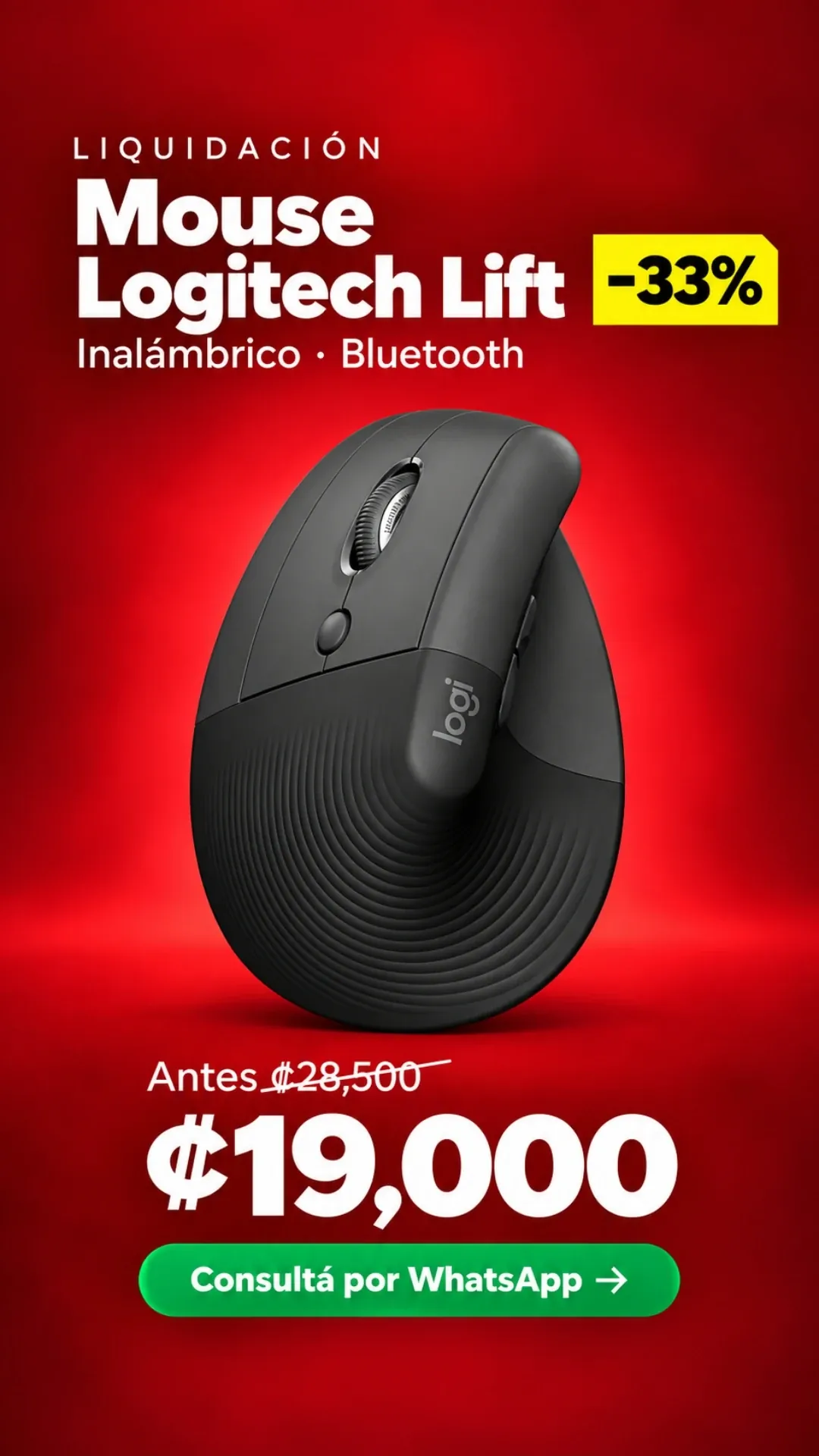 Mouse Logitech Lift Inalámbrico Bluetooth - Versión para zurdos ₡19,000