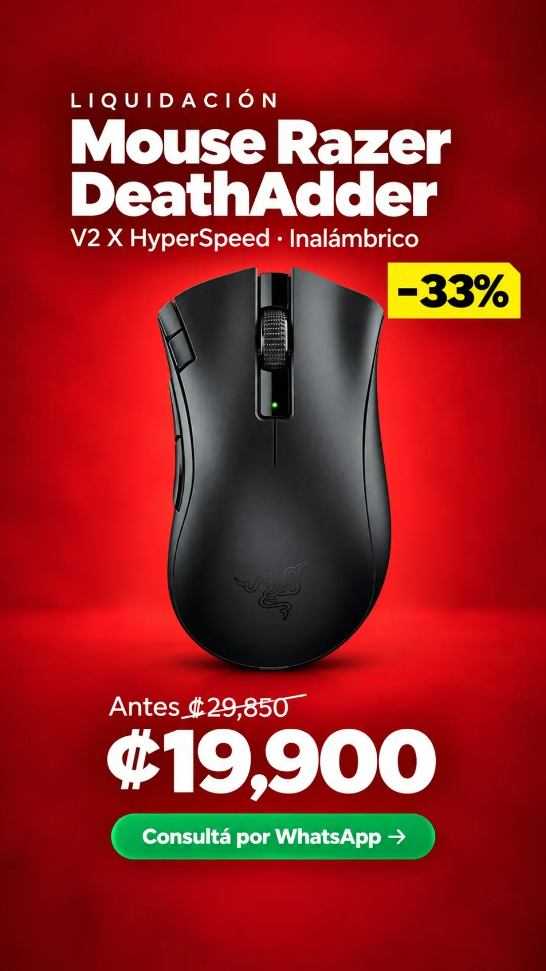 Mouse Razer DeathAdder V2 X HyperSpeed ₡19,900