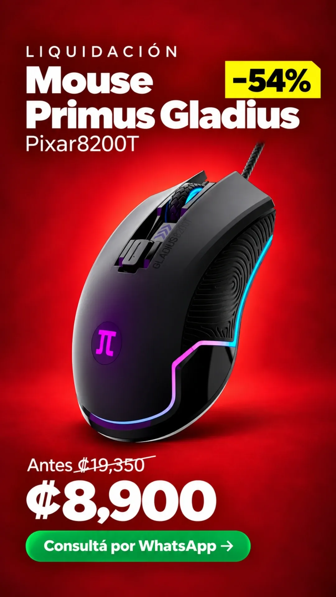Mouse Primus Gladius 8200T ₡8,900