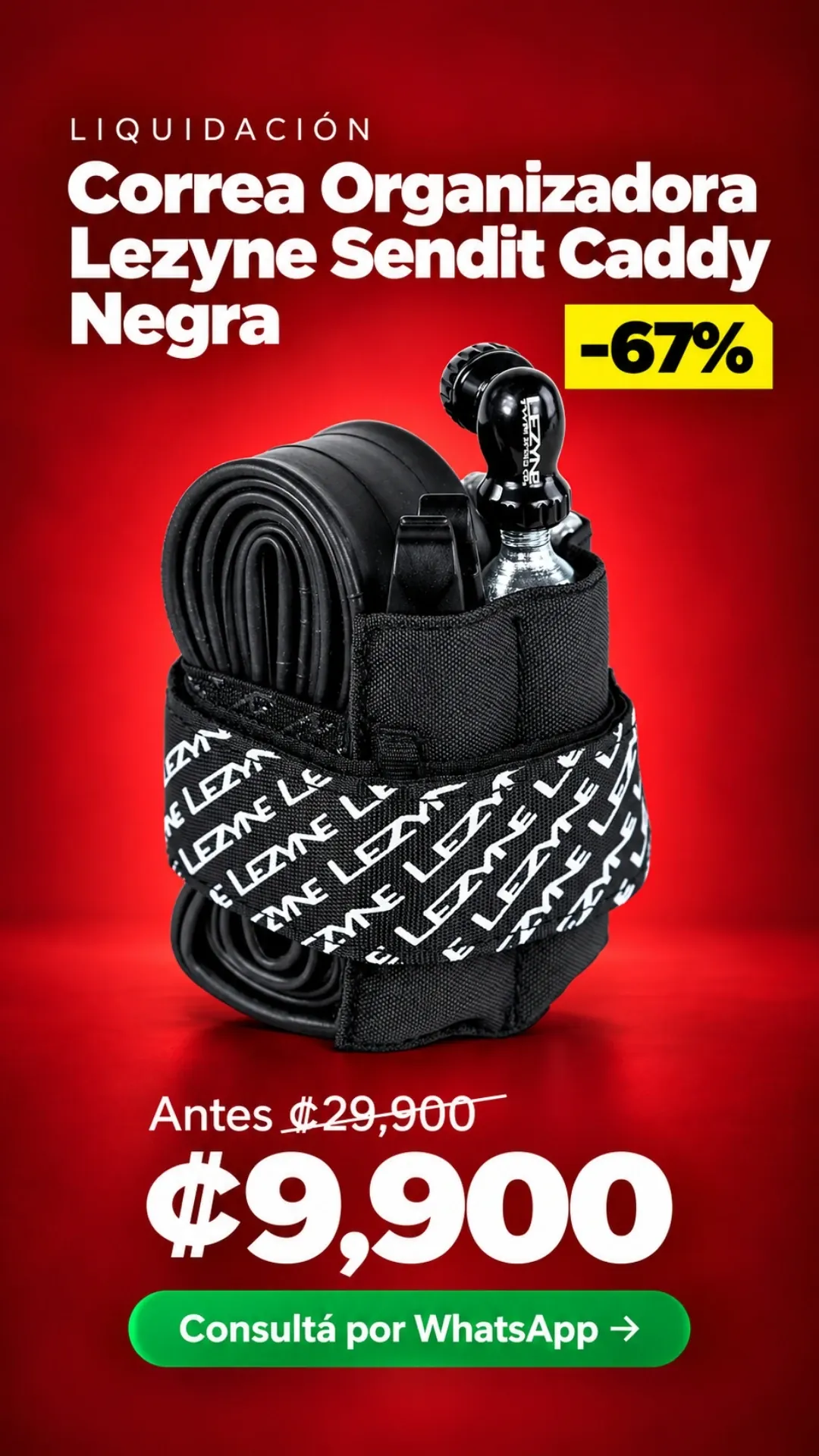 Correa Organizadora Lezyne Sendit Caddy Negra ₡9,900