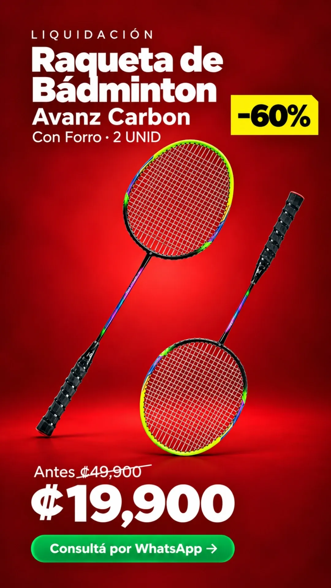 Raqueta de Bádminton Avanz Carbon con forro (2 unid) ₡19,900