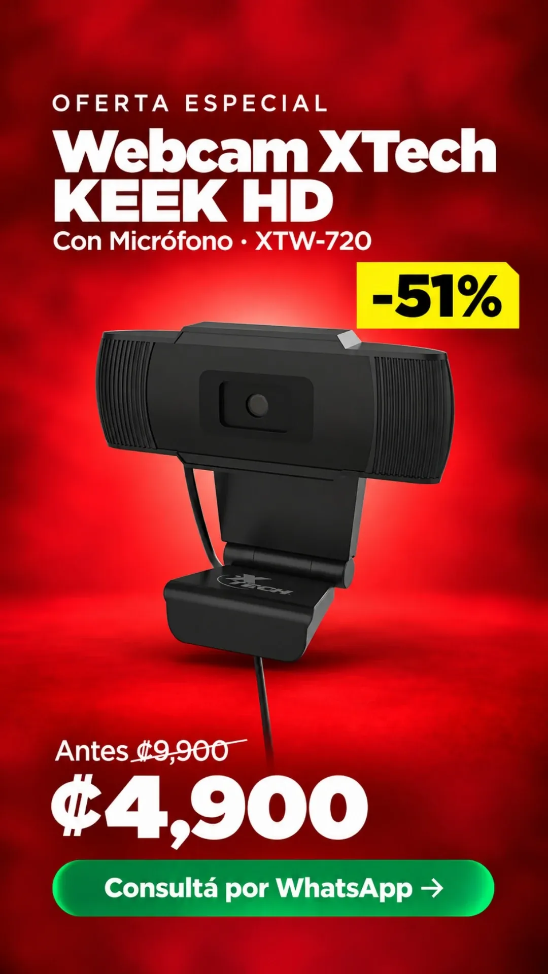 Webcam XTech KEEK HD con Micrófono XTW-720 ₡4,900