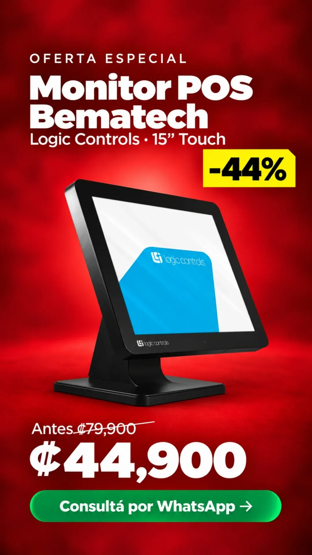 Monitor POS Bematech Logic Controls 15" Touch ₡44,900
