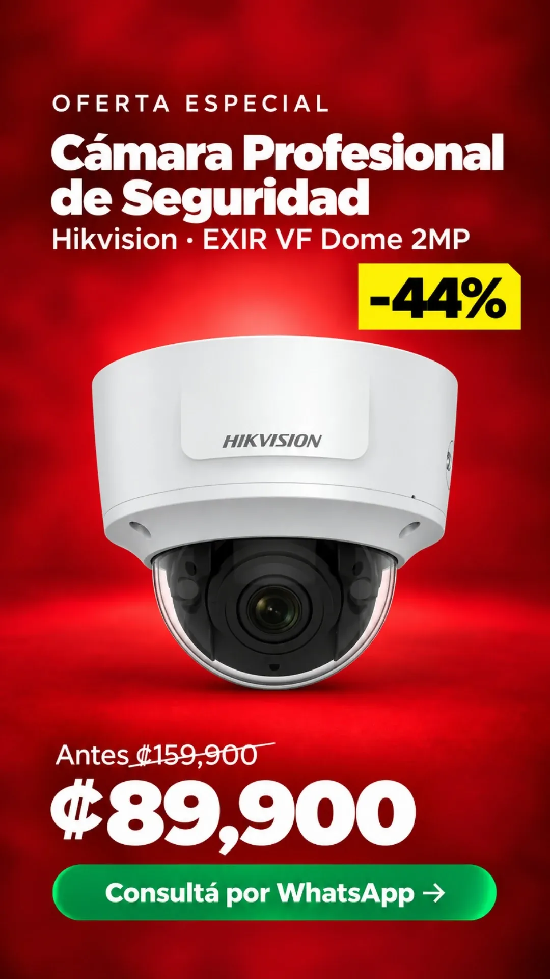 Cámara Profesional Hikvision EXIR VF Dome 2MP ₡89,900