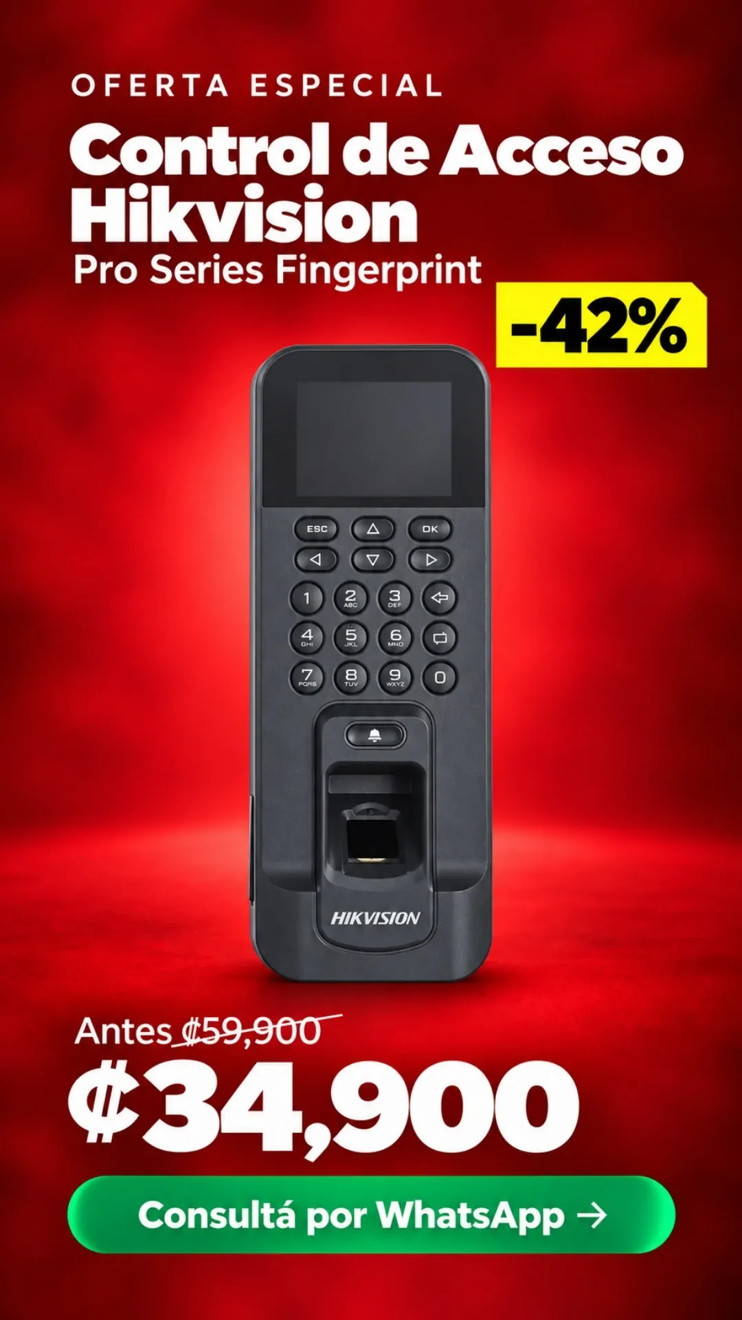 Control de Acceso Hikvision Pro Series Fingerprint ₡34,900