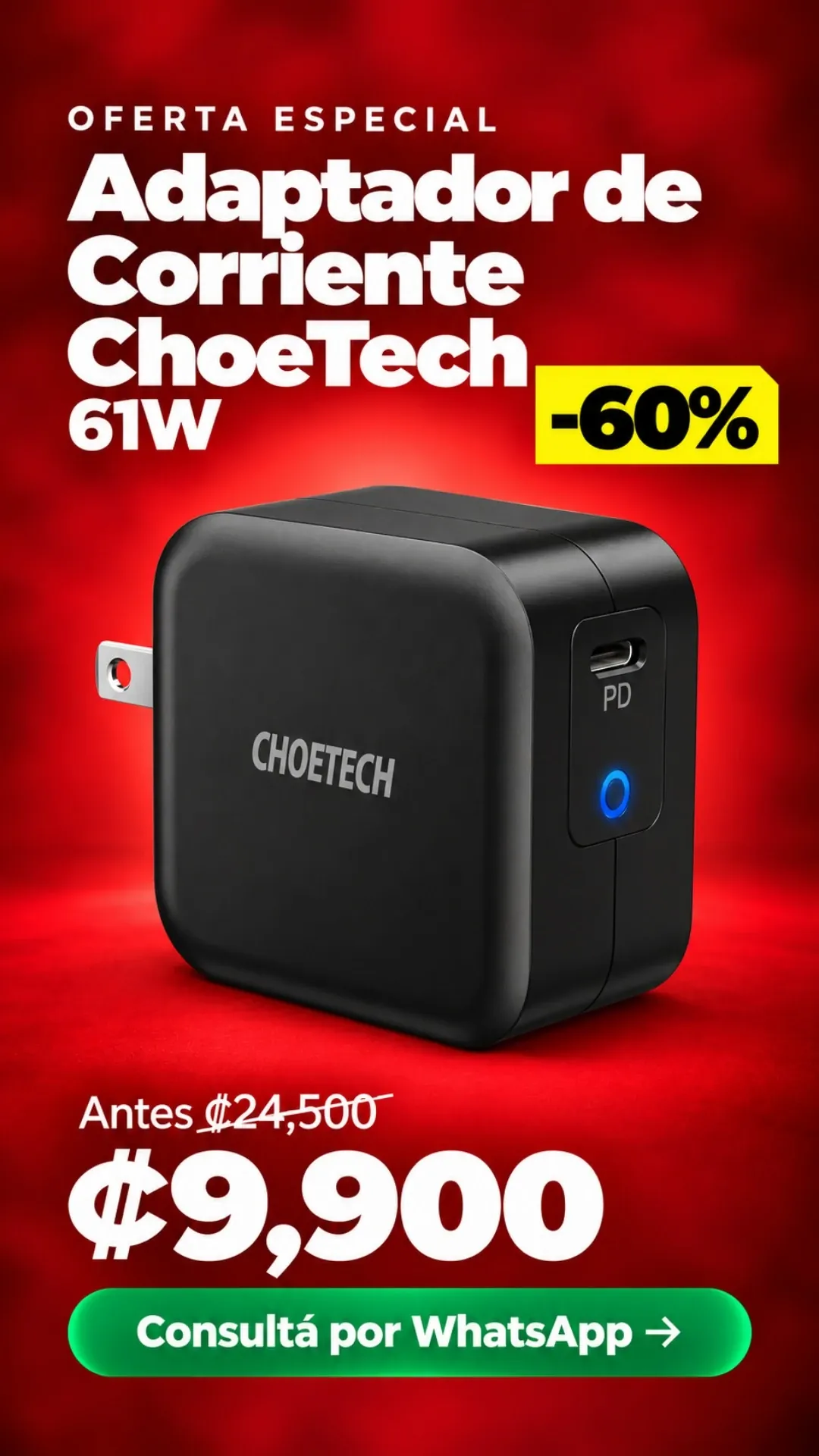 Adaptador de Corriente ChoeTech 61W ₡9,900