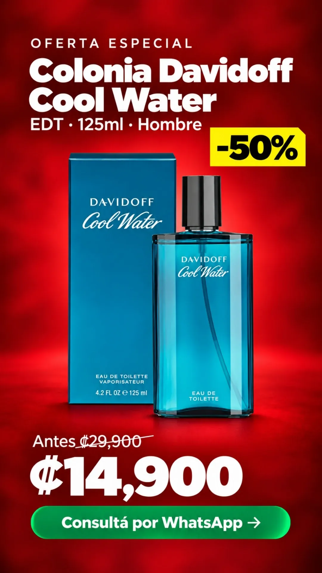 Colonia Davidoff Cool Water EDT 125ml Hombre ₡14,900