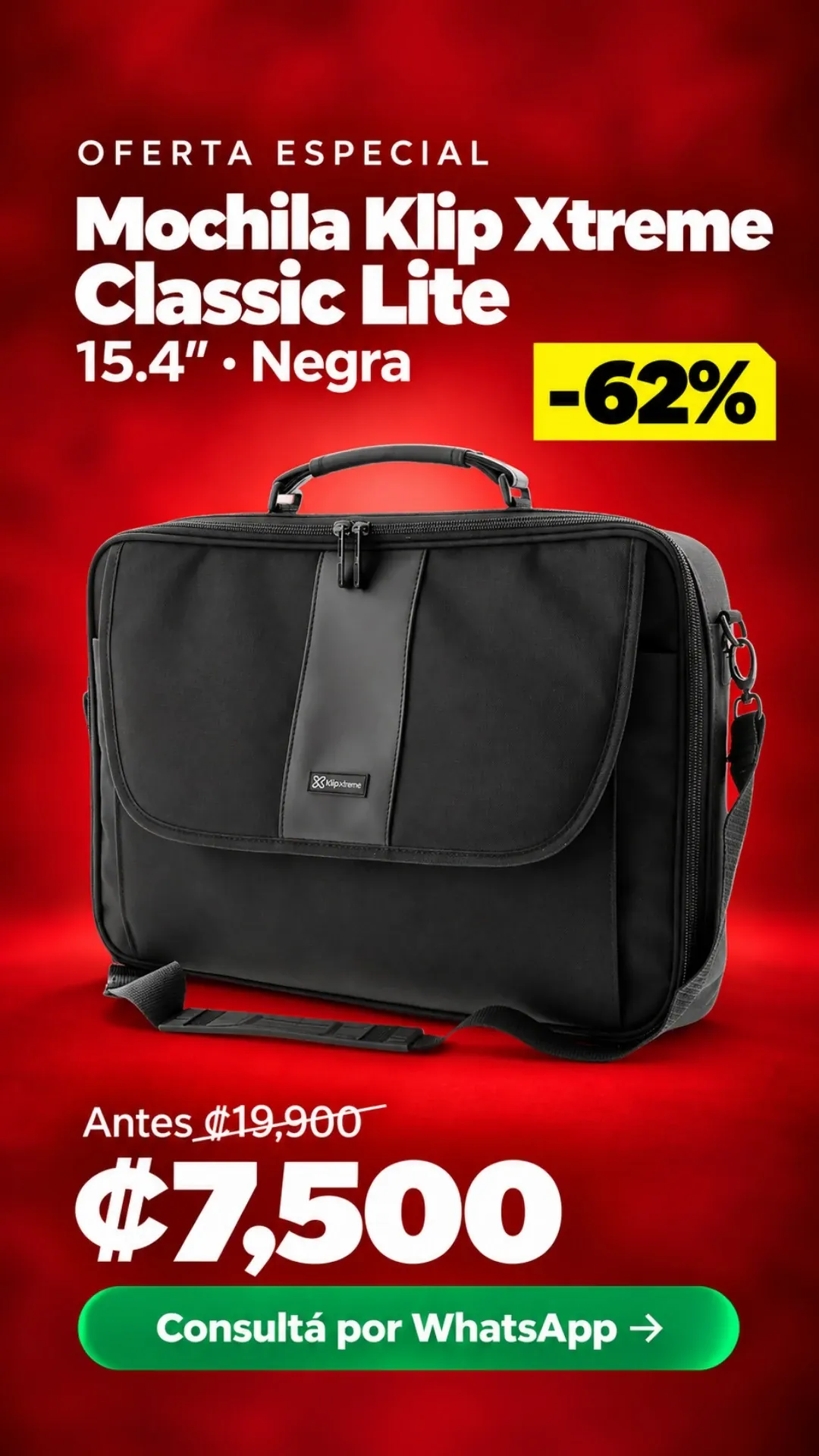 Mochila Klip Xtreme Classic Lite 15.4" Negra ₡7,500