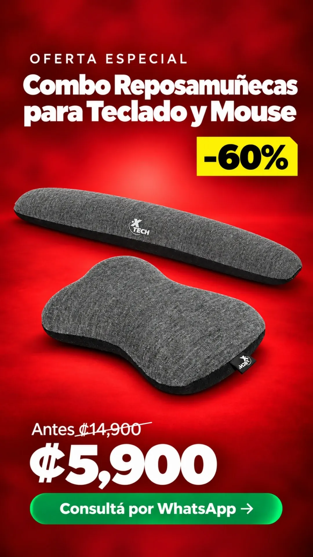 Combo Reposamuñecas para Teclado y Mouse XTech ₡5,900