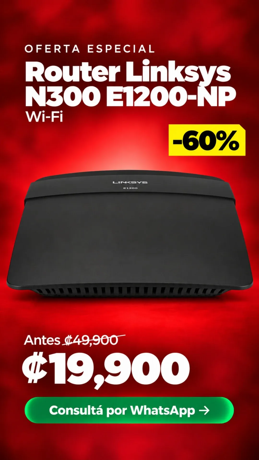 Router Linksys N300 E1200-NP Wi-Fi ₡19,900