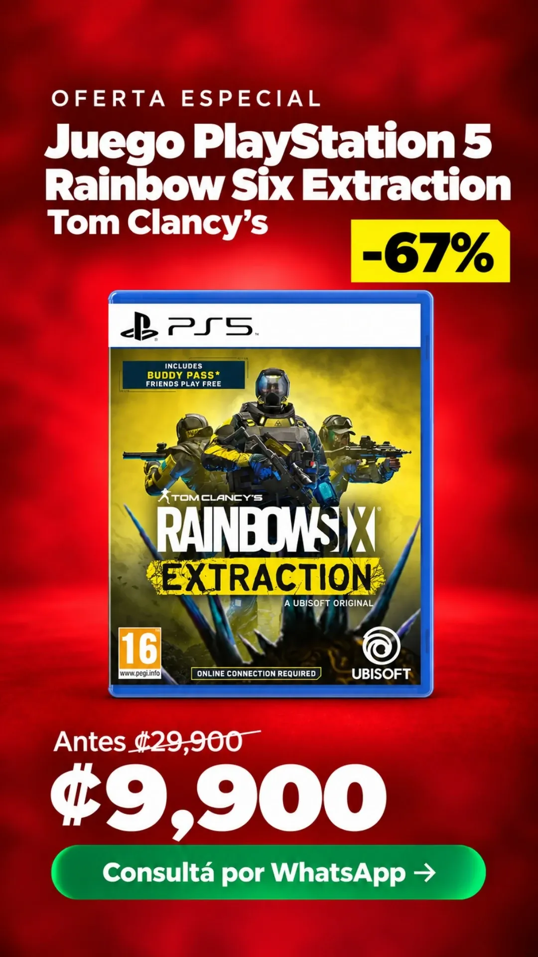 Juego PlayStation 5 Rainbow Six Extraction ₡9,900