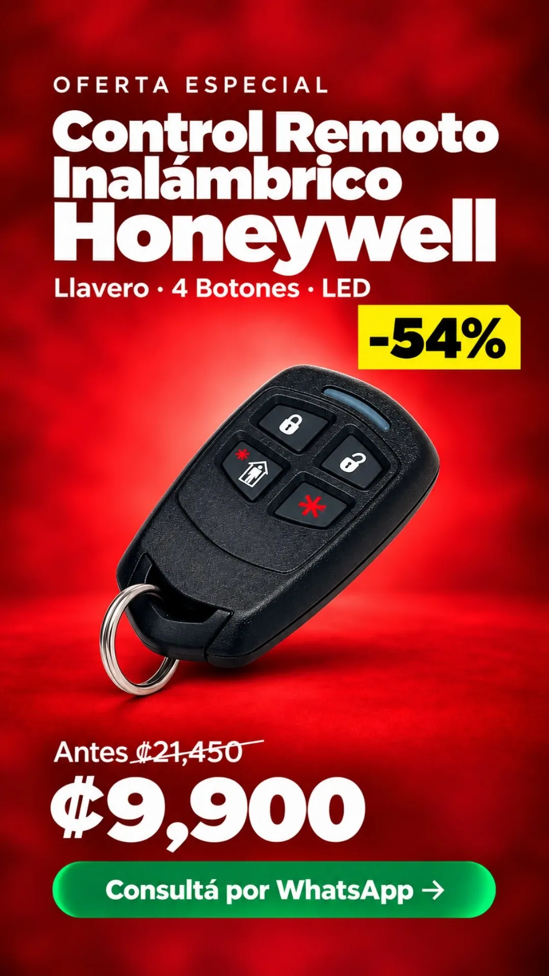 Control Remoto Inalámbrico Honeywell Llavero ₡9,900