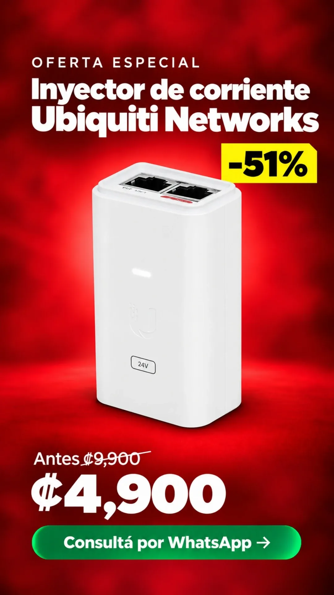 Inyector de Corriente Ubiquiti Networks (blanco) ₡4,900