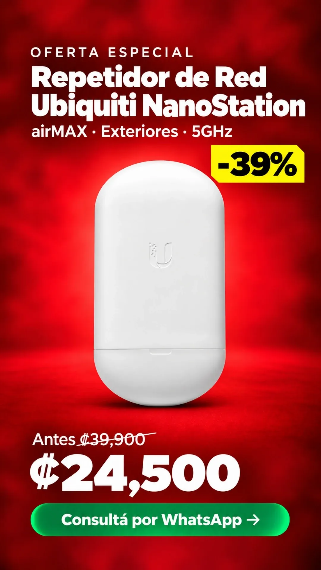 Repetidor de Red Ubiquiti NanoStation airMAX 5GHz ₡24,500