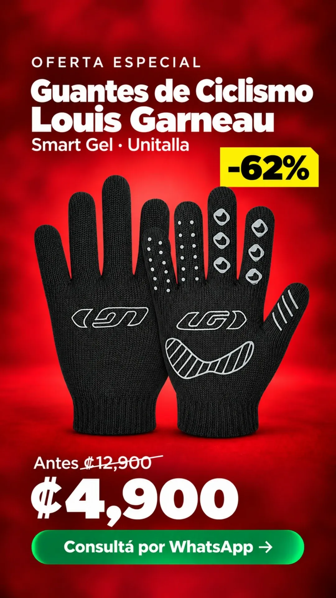 Guantes de Ciclismo Louis Garneau Smart Gel Unitalla ₡4,900