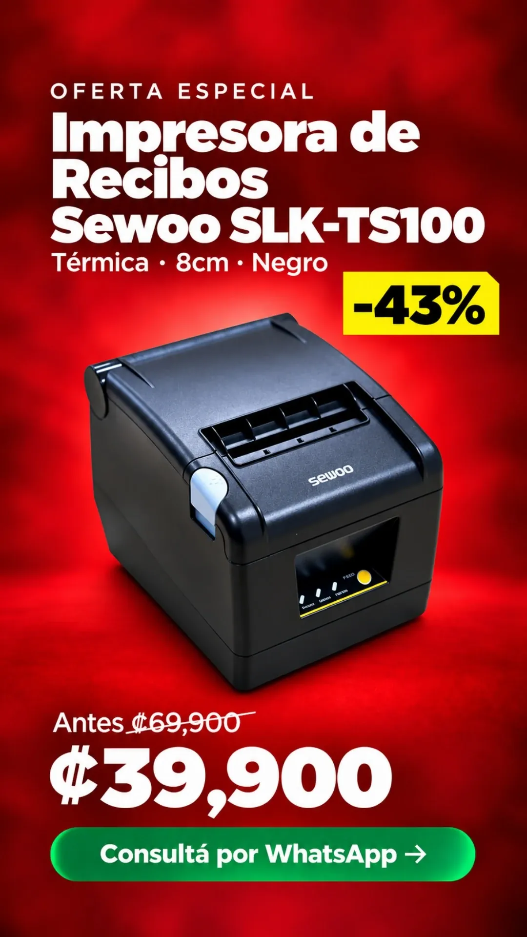 Impresora de Recibos Sewoo SLK-TS100 Térmica ₡39,900