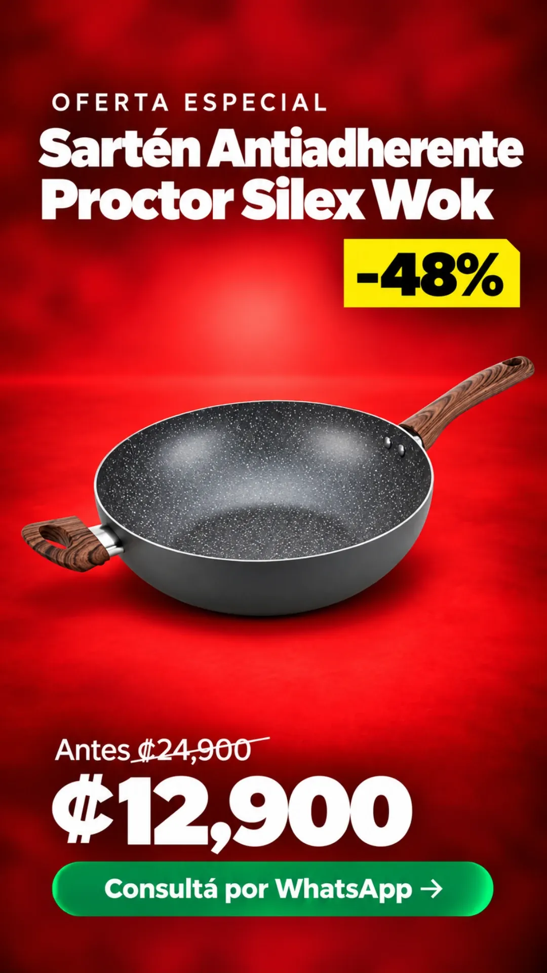 Sartén Antiadherente Proctor Silex Wok ₡12,900