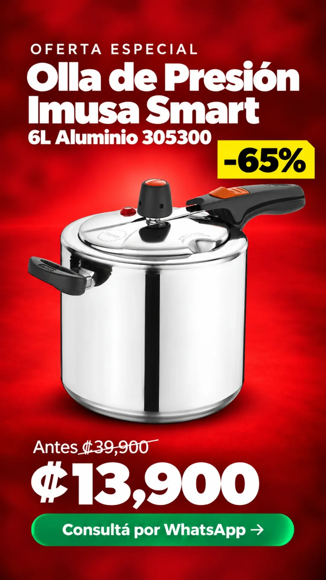 Olla de Presión Imusa Smart 6L Aluminio 305300 ₡13,900