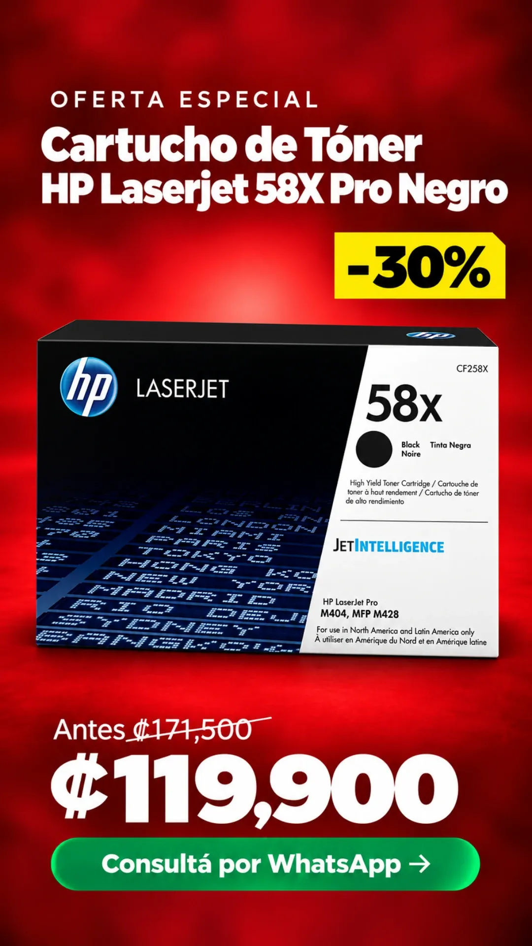 Cartucho de Tóner HP Laserjet 58X Pro Negro ₡119,900
