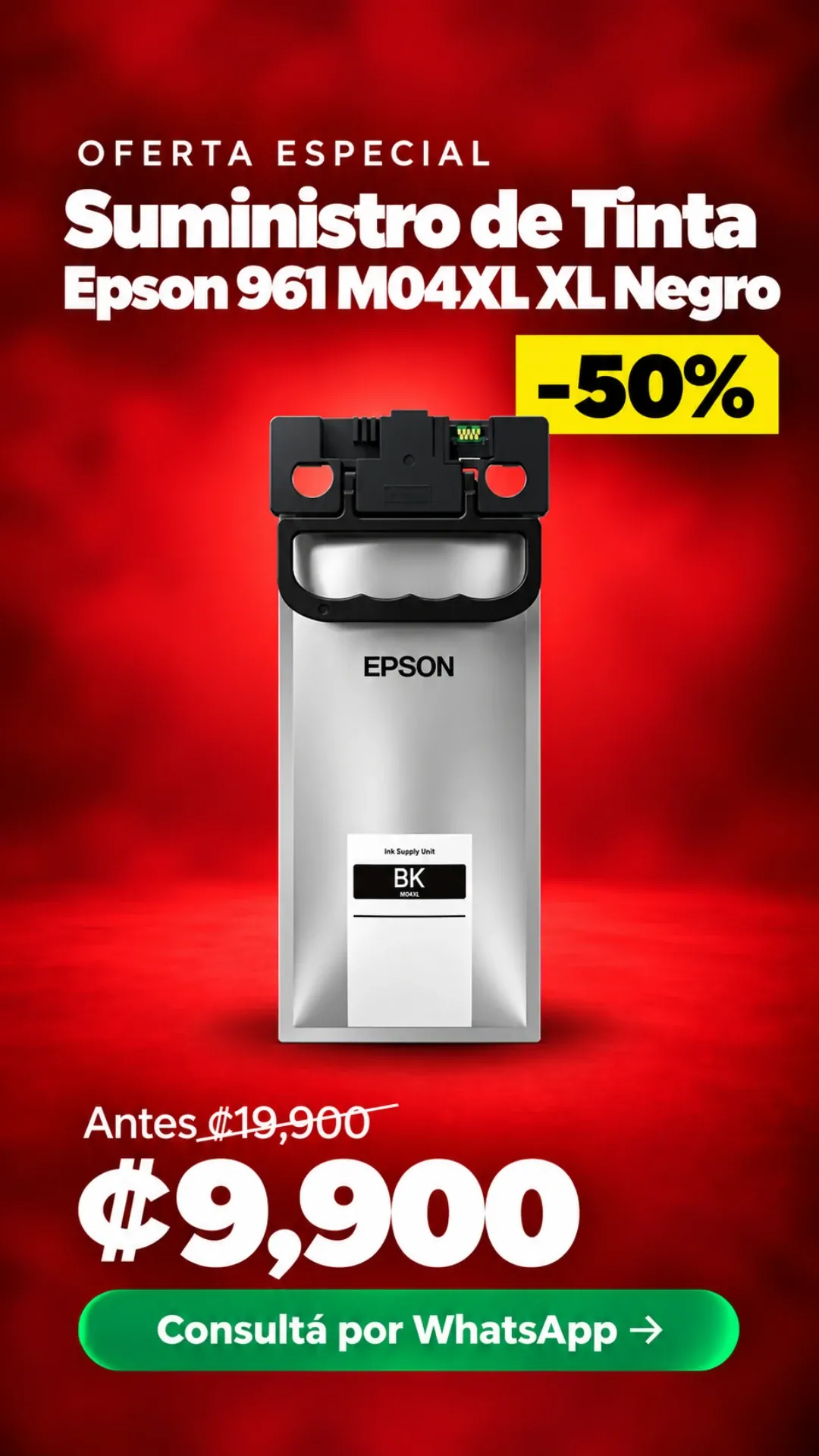 Suministro de Tinta Epson 961 M04XL XL Negro ₡9,900