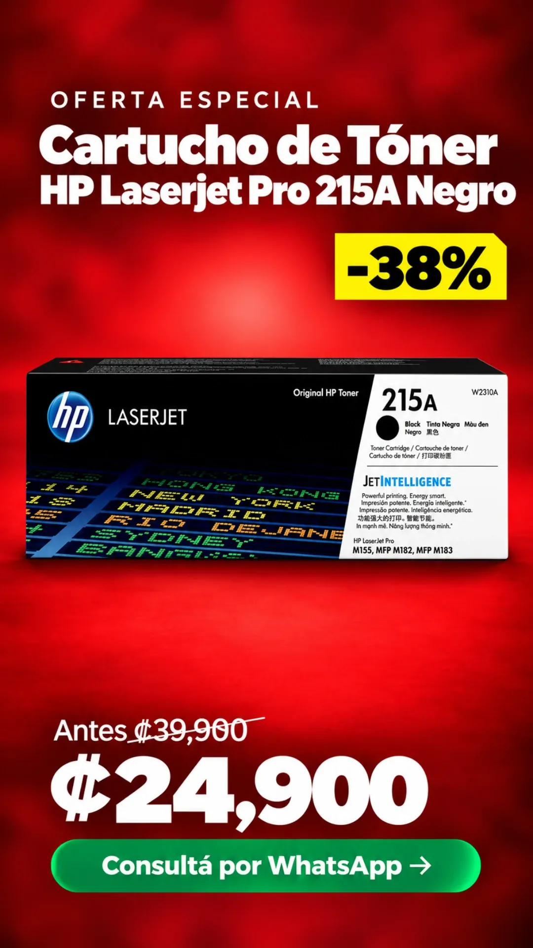 Cartucho de Tóner HP Laserjet Pro 215A Negro ₡24,900