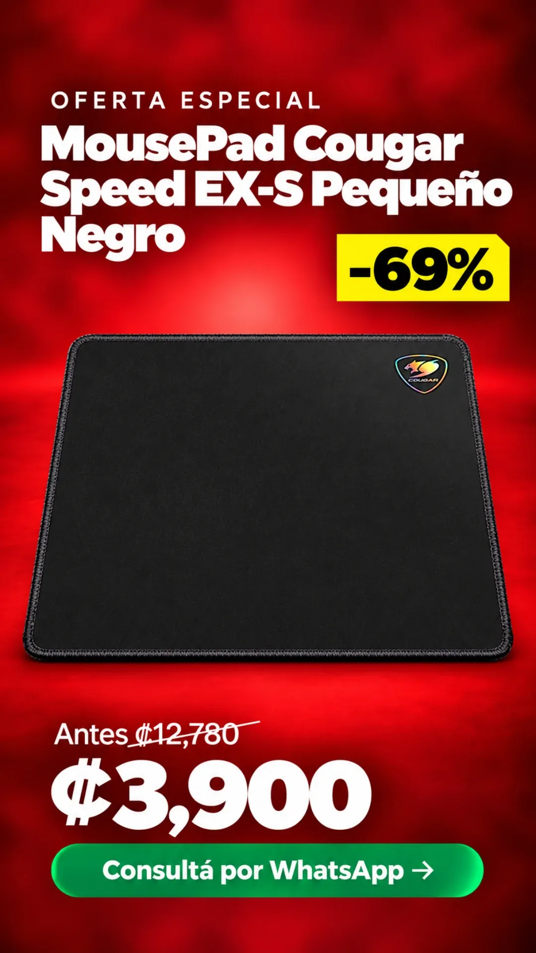 MousePad Cougar Speed EX-S Pequeño Negro ₡3,900