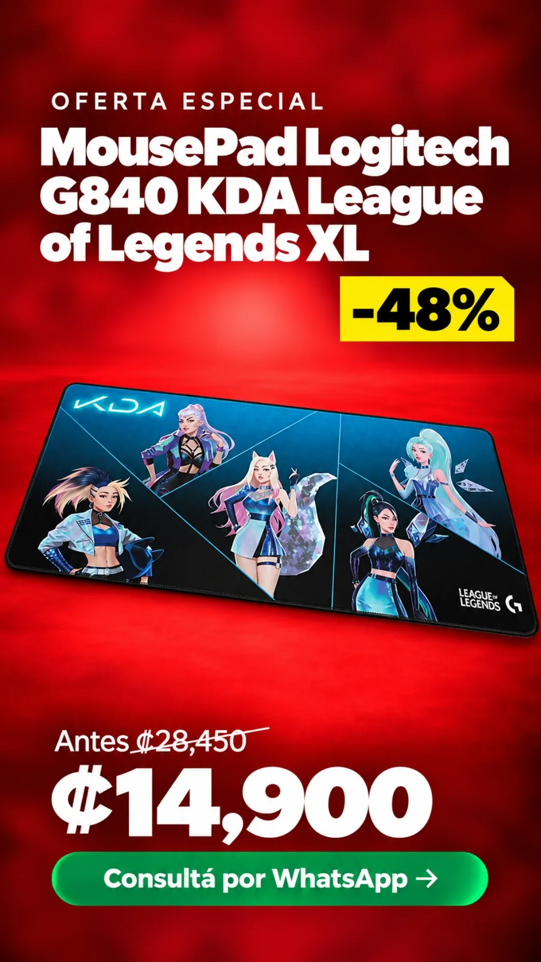 MousePad Logitech G840 KDA League of Legends XL ₡14,900