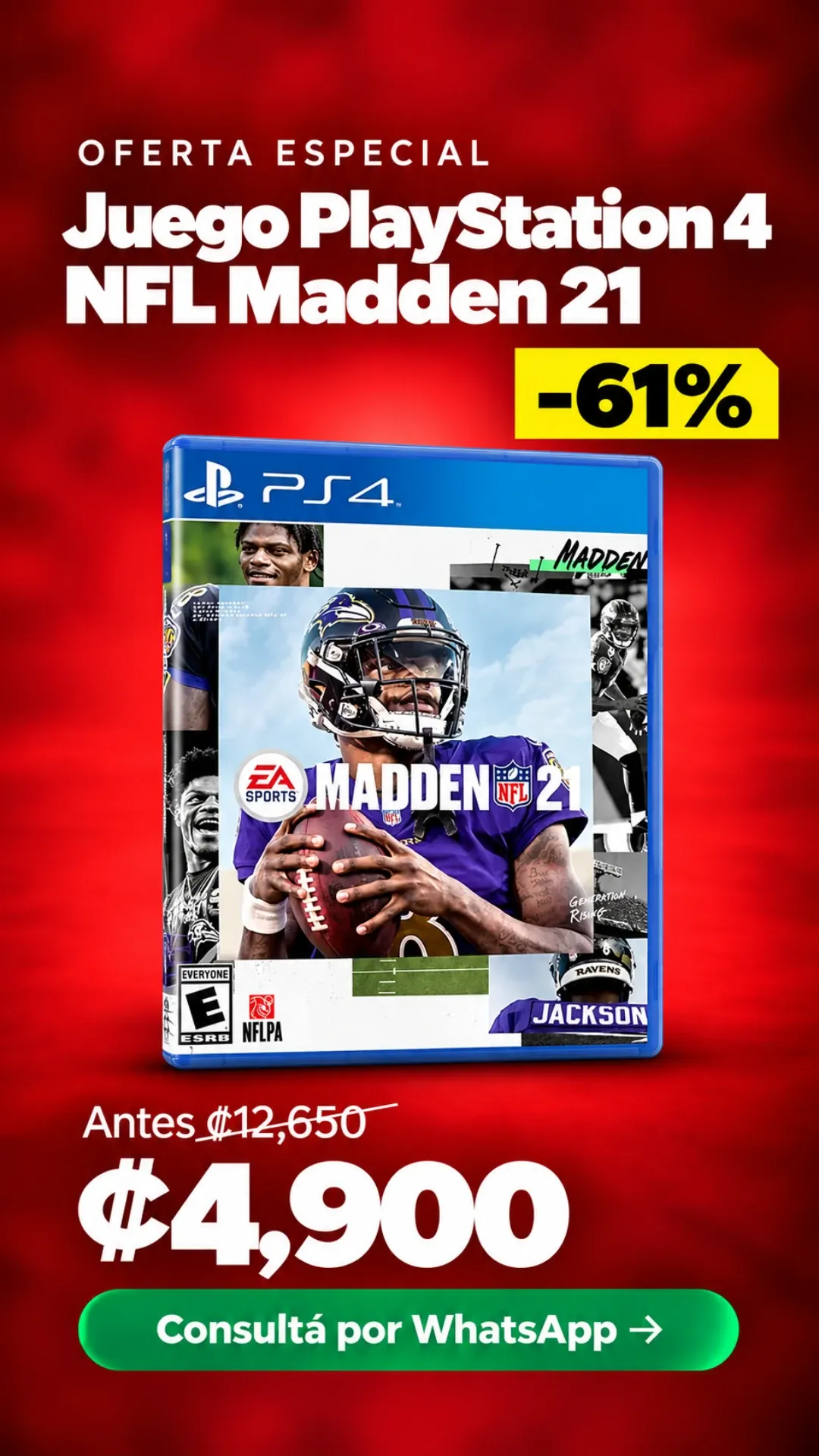 Juego PlayStation 4 NFL Madden 21 ₡4,900