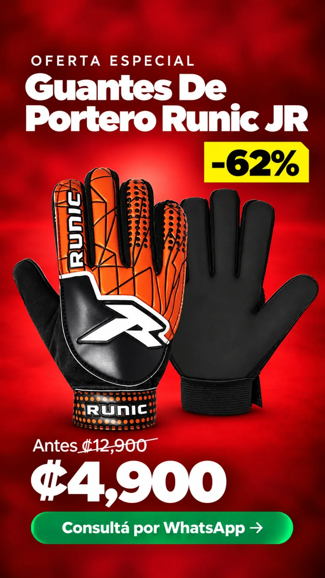 Guantes de Portero Runic JR ₡4,900