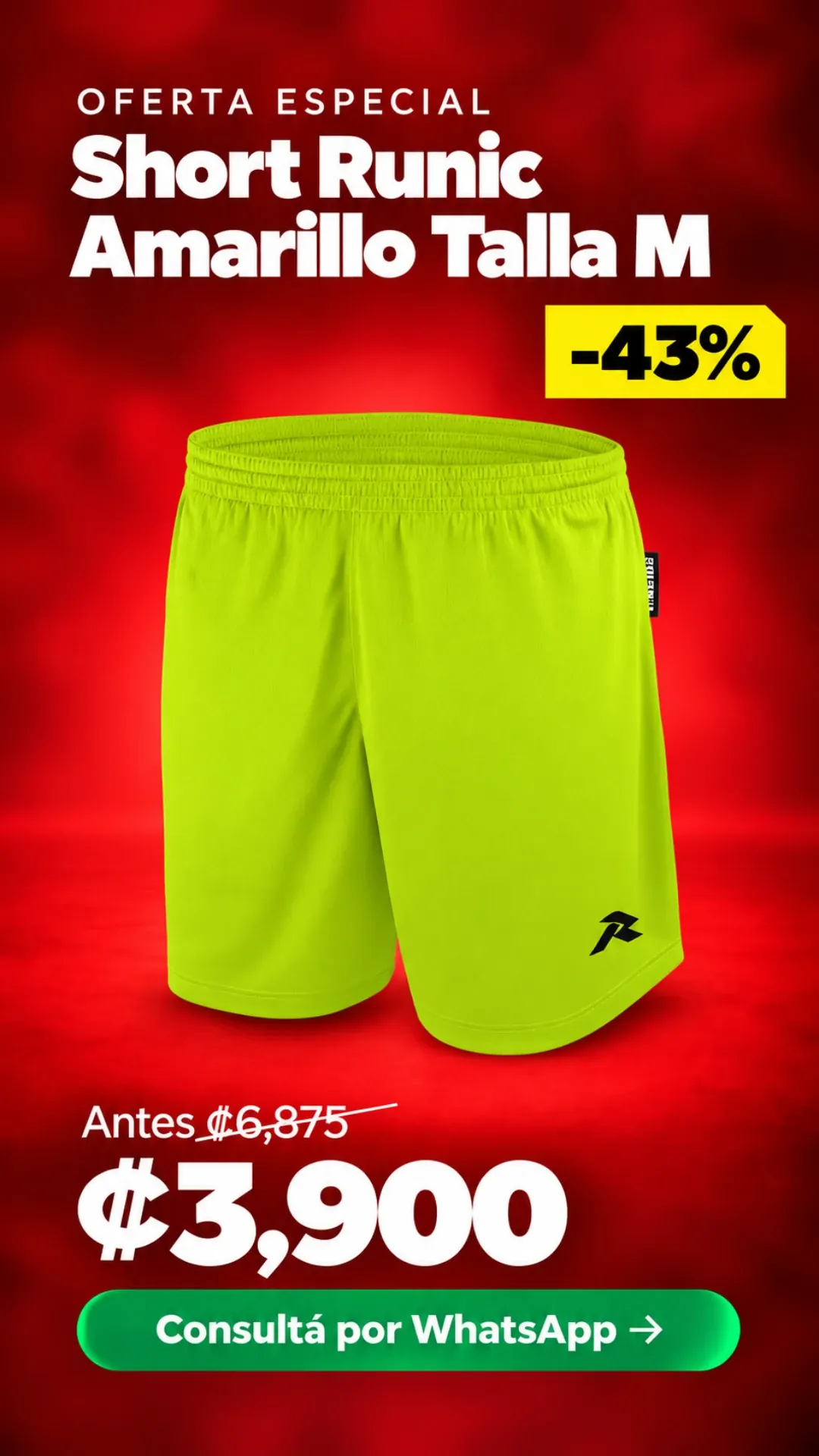 Short Runic Amarillo Talla M ₡3,900